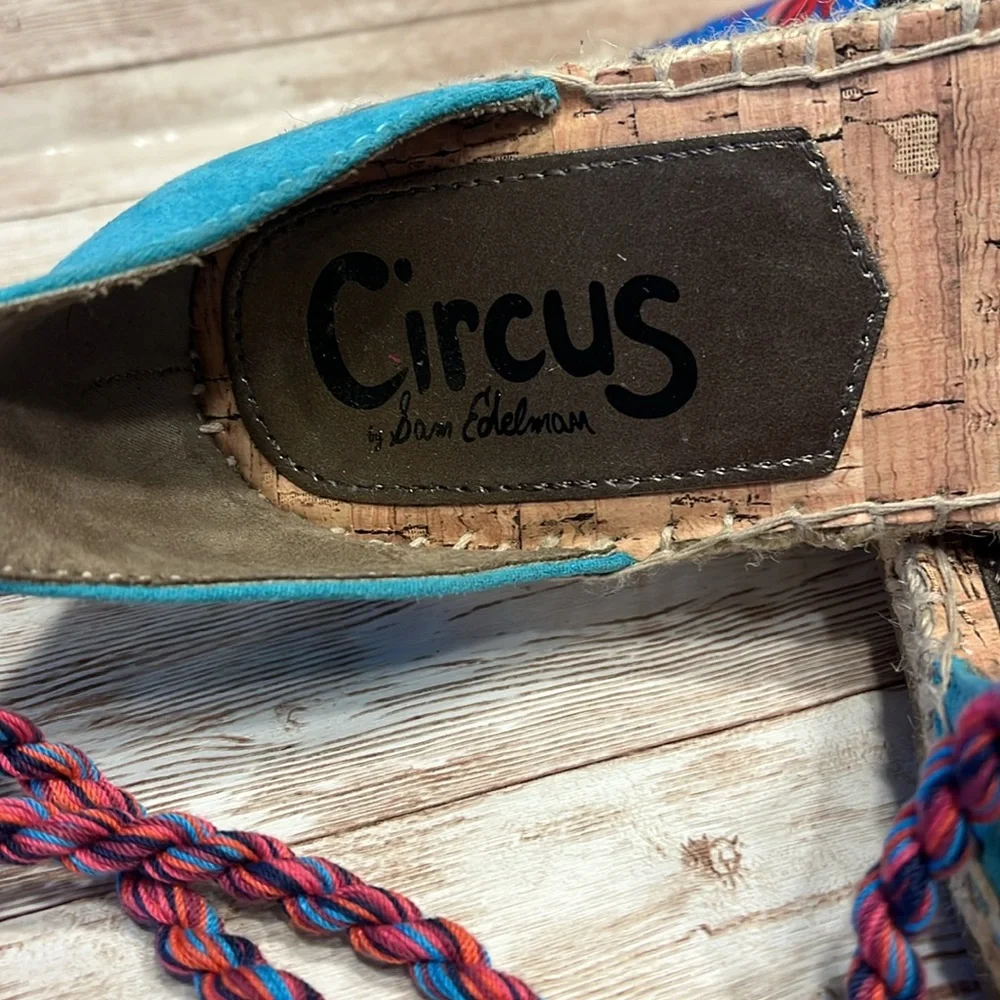 Circus by Sam Edelman Lenora Size 8.5 Espadrille Sandal Tie Up Blue Turquoise